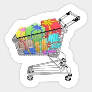 Shopping cart full with gift box Sticker